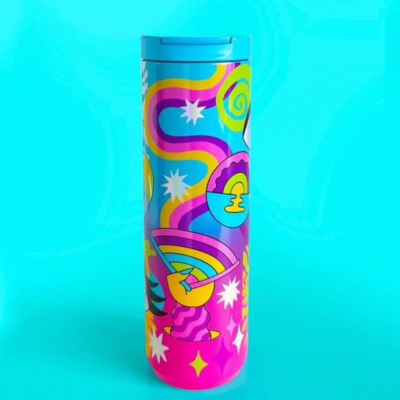 Starbucks and Tim Singleton Pride 2023 psychedelic coffee thermos, NEW - Picture 3 of 5